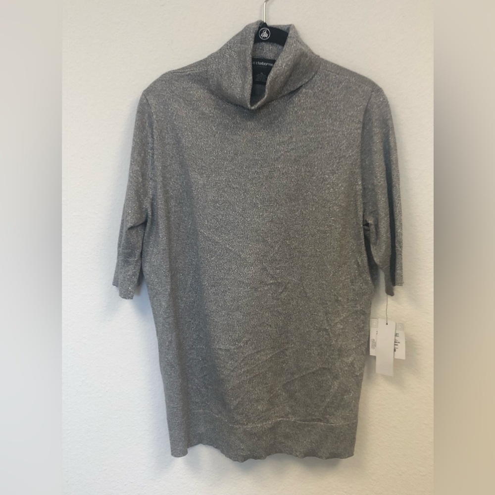 Liz Claiborne/ NWT/Career Wear, Elbow Sleeve / Silver Turtleneck, Size XL